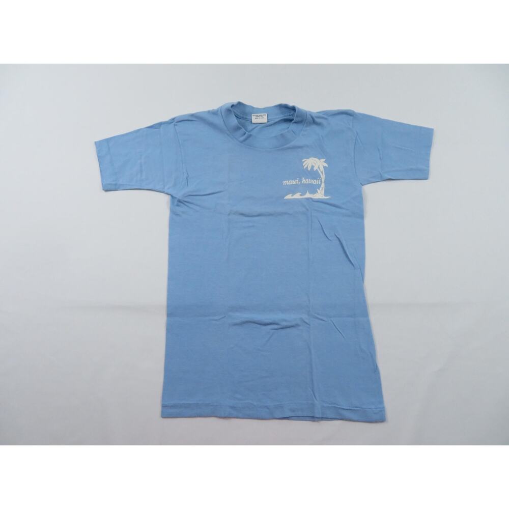 Maui Kuleana Lahaina Hawaii Blue T-shirt Youth Sz L 14-16 Double Sided 1980s
